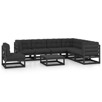 Thumbnail for 8-tlg. Garten-Lounge-Set mit Kissen Schwarz Kiefer Massivholz