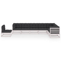 Thumbnail for 8-tlg. Garten-Lounge-Set mit Kissen Weiß Kiefer Massivholz