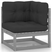 Thumbnail for 9-tlg. Garten-Lounge-Set mit Kissen Grau Kiefer Massivholz