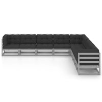 Thumbnail for 9-tlg. Garten-Lounge-Set mit Kissen Grau Kiefer Massivholz