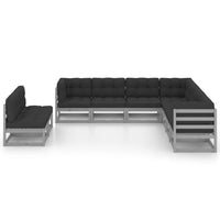 Thumbnail for 9-tlg. Garten-Lounge-Set mit Kissen Grau Kiefer Massivholz