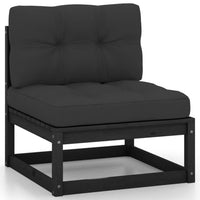 Thumbnail for 12-tlg. Garten-Lounge-Set mit Kissen Schwarz Kiefer Massivholz