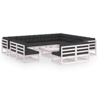 Thumbnail for 13-tlg. Garten-Lounge-Set mit Kissen Weiß Kiefer Massivholz