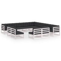 Thumbnail for 13-tlg. Garten-Lounge-Set mit Kissen Weiß Kiefer Massivholz