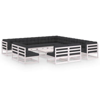 Thumbnail for 14-tlg. Garten-Lounge-Set mit Kissen Weiß Kiefer Massivholz