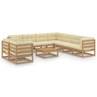 Thumbnail for 10-tlg. Garten-Lounge-Set Kissen Honigbraun Kiefer Massivholz