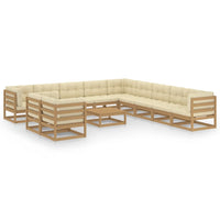 Thumbnail for 12-tlg. Garten-Lounge-Set Kissen Honigbraun Kiefer Massivholz