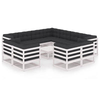 Thumbnail for 12-tlg. Garten-Lounge-Set mit Kissen Weiß Kiefer Massivholz