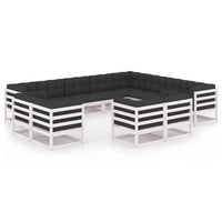 Thumbnail for 12-tlg. Garten-Lounge-Set mit Kissen Weiß Kiefer Massivholz