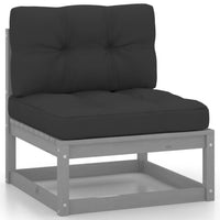 Thumbnail for 12-tlg. Garten-Lounge-Set mit Kissen Grau Kiefer Massivholz