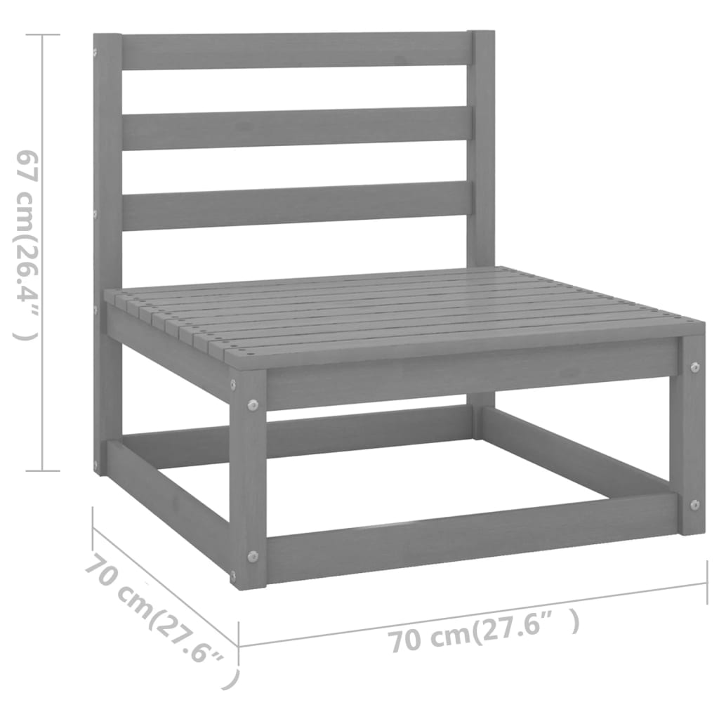 12-tlg. Garten-Lounge-Set mit Kissen Grau Kiefer Massivholz