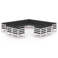 Thumbnail for 13-tlg. Garten-Lounge-Set mit Kissen Weiß Kiefer Massivholz