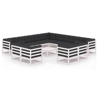 Thumbnail for 14-tlg. Garten-Lounge-Set mit Kissen Weiß Kiefer Massivholz