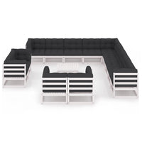 Thumbnail for 14-tlg. Garten-Lounge-Set mit Kissen Weiß Kiefer Massivholz