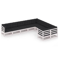 Thumbnail for 9-tlg. Garten-Lounge-Set mit Kissen Weiß Kiefer Massivholz