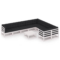 Thumbnail for 10-tlg. Garten-Lounge-Set mit Kissen Weiß Kiefer Massivholz