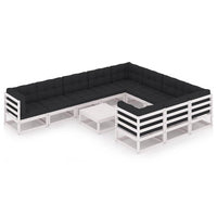 Thumbnail for 11-tlg. Garten-Lounge-Set mit Kissen Weiß Kiefer Massivholz