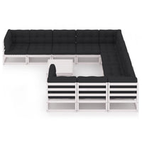 Thumbnail for 11-tlg. Garten-Lounge-Set mit Kissen Weiß Kiefer Massivholz