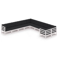 Thumbnail for 10-tlg. Garten-Lounge-Set mit Kissen Weiß Kiefer Massivholz