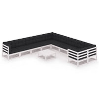 Thumbnail for 11-tlg. Garten-Lounge-Set mit Kissen Weiß Kiefer Massivholz