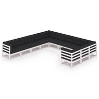 Thumbnail for 11-tlg. Garten-Lounge-Set mit Kissen Weiß Kiefer Massivholz