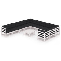 Thumbnail for 12-tlg. Garten-Lounge-Set mit Kissen Weiß Kiefer Massivholz