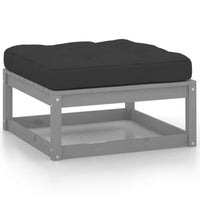 Thumbnail for 11-tlg. Garten-Lounge-Set mit Kissen Grau Kiefer Massivholz