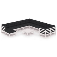 Thumbnail for 12-tlg. Garten-Lounge-Set mit Kissen Weiß Kiefer Massivholz