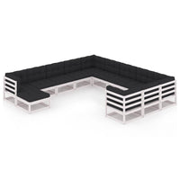 Thumbnail for 12-tlg. Garten-Lounge-Set mit Kissen Weiß Kiefer Massivholz