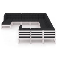 Thumbnail for 12-tlg. Garten-Lounge-Set mit Kissen Weiß Kiefer Massivholz