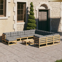 Thumbnail for 13-tlg. Garten-Lounge-Set mit Kissen Kiefer Massivholz
