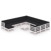 Thumbnail for 13-tlg. Garten-Lounge-Set mit Kissen Weiß Kiefer Massivholz