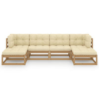 Thumbnail for 6-tlg. Garten-Lounge-Set Kissen Honigbraun Kiefer Massivholz