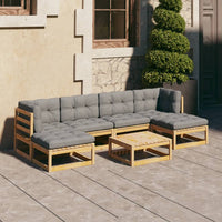 Thumbnail for 7-tlg. Garten-Lounge-Set mit Kissen Kiefer Massivholz