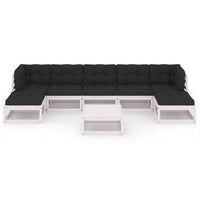 Thumbnail for 8-tlg. Garten-Lounge-Set mit Kissen Weiß Kiefer Massivholz