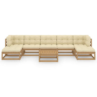 Thumbnail for 8-tlg. Garten-Lounge-Set Kissen Honigbraun Kiefer Massivholz