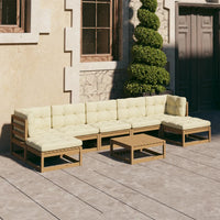 Thumbnail for 8-tlg. Garten-Lounge-Set Kissen Honigbraun Kiefer Massivholz