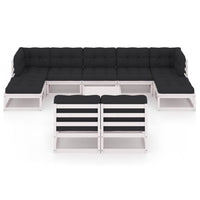 Thumbnail for 10-tlg. Garten-Lounge-Set mit Kissen Weiß Kiefer Massivholz