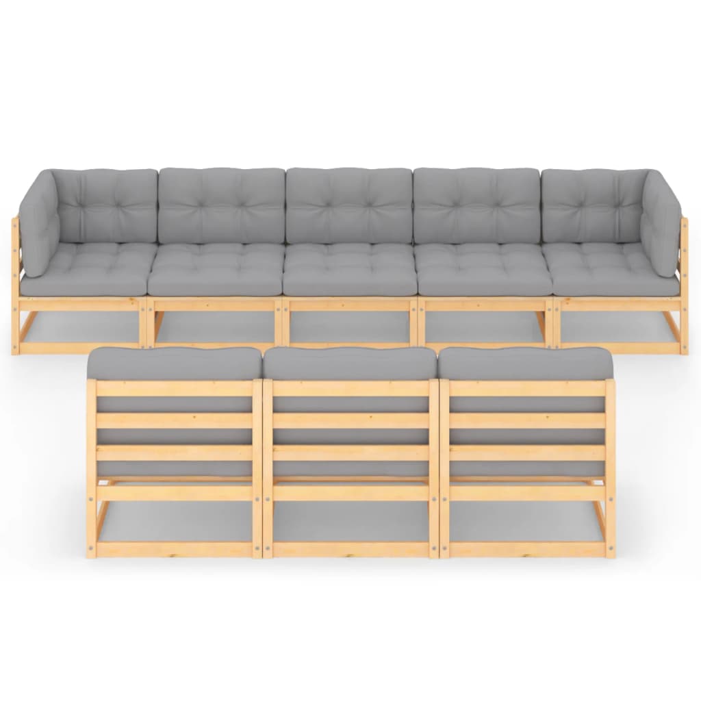 8-tlg. Garten-Lounge-Set mit Kissen Kiefer Massivholz
