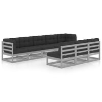 Thumbnail for 8-tlg. Garten-Lounge-Set mit Kissen Grau Kiefer Massivholz