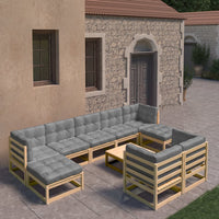 Thumbnail for 10-tlg. Garten-Lounge-Set mit Kissen Massivholz Kiefer