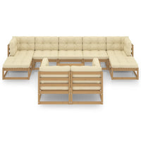 Thumbnail for 10-tlg. Garten-Lounge-Set Kissen Honigbraun Kiefer Massivholz