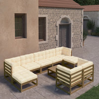 Thumbnail for 10-tlg. Garten-Lounge-Set Kissen Honigbraun Kiefer Massivholz