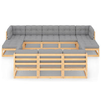Thumbnail for 10-tlg. Garten-Lounge-Set mit Kissen Massivholz Kiefer