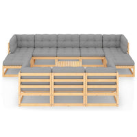 Thumbnail for 11-tlg. Garten-Lounge-Set mit Kissen Kiefer Massivholz