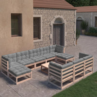 Thumbnail for 11-tlg. Garten-Lounge-Set mit Kissen Kiefer Massivholz