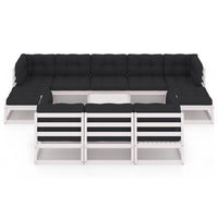 Thumbnail for 11-tlg. Garten-Lounge-Set mit Kissen Weiß Kiefer Massivholz