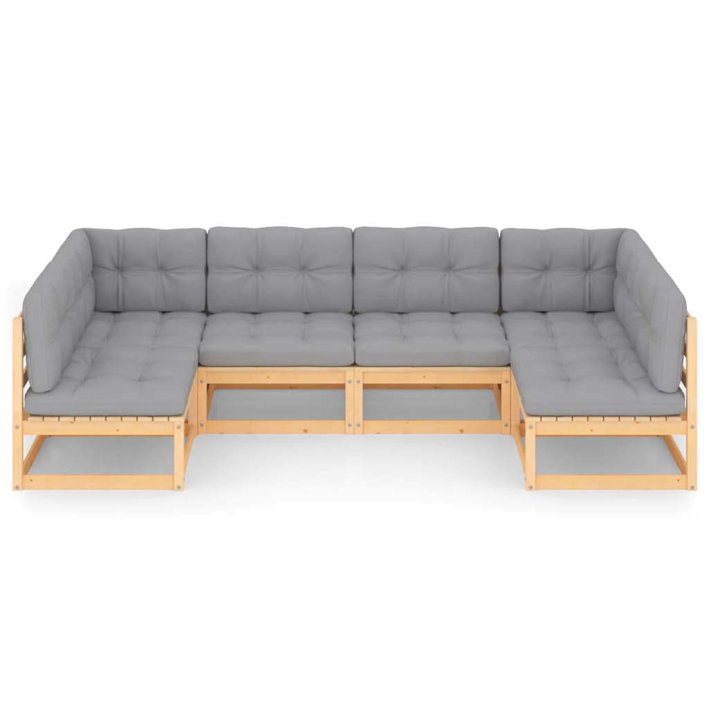 6-tlg. Garten-Lounge-Set mit Kissen Kiefer Massivholz