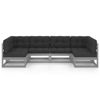 Thumbnail for 6-tlg. Garten-Lounge-Set mit Kissen Grau Kiefer Massivholz