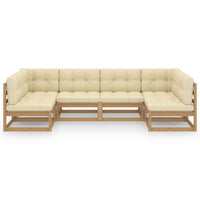 Thumbnail for 6-tlg. Garten-Lounge-Set Kissen Honigbraun Kiefer Massivholz